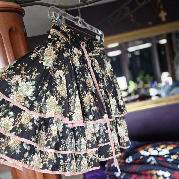 VINTAGE ARTKA HIGH WAISTED DRAWSTRING RUFFLED FULL FLORAL SKIRT S M L - Picture 6 of 16